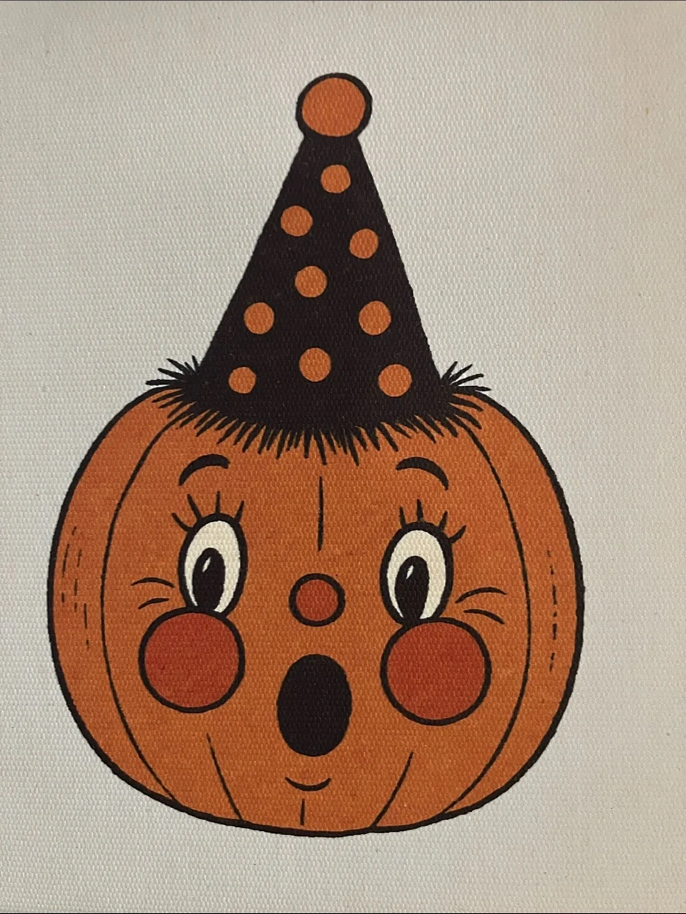 Clown Pumpkin w/Party Hat Framed Holiday Halloween Wall Art